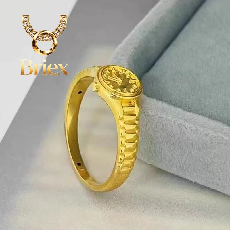 

Briex Jewelry Real 18K Gold Ring for Woman Small Watch Ring Luxury Quality Fine Jewelry AU750 Ring Party Gift