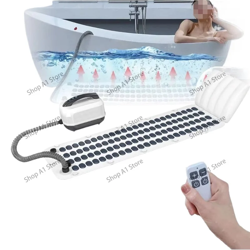 Household electric surf bubble spa massage mat, full body bubble spa machine non-slip wireless remote control