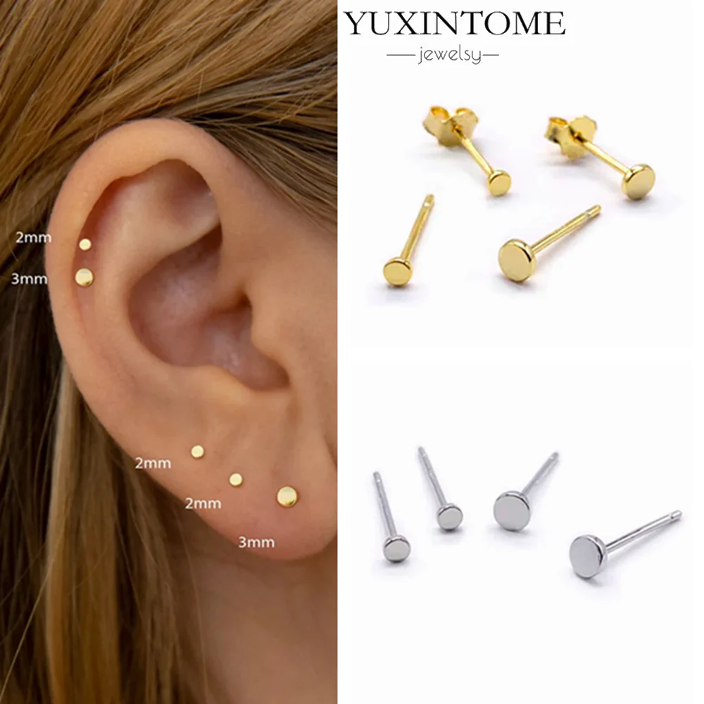 

2026 925 Sterling Silver Ear Needle Small Simple Gold Silver Earrings Multiple Sizes Circular Design Earring for Women Jewelry