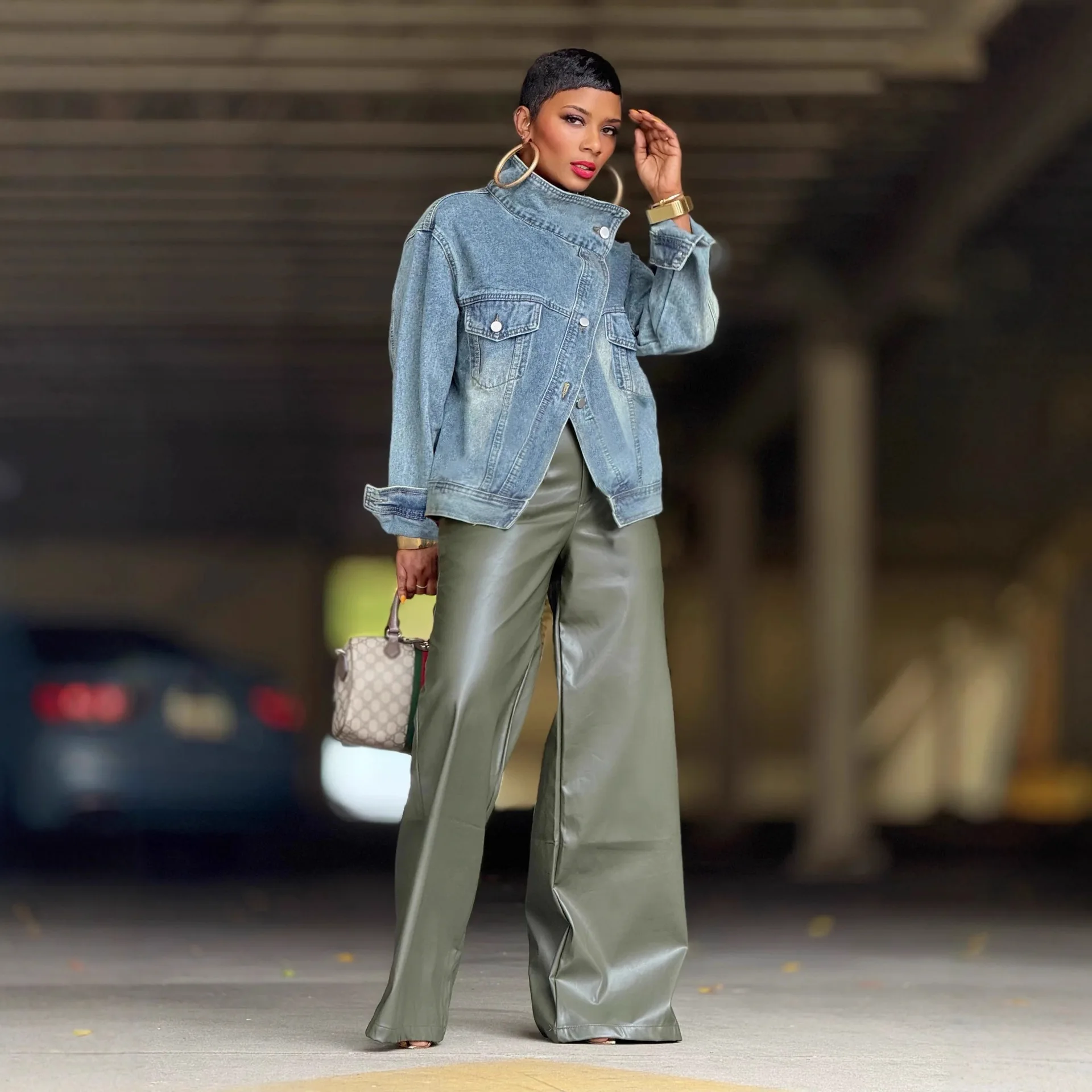 New Street Style Motorcycle Washing Stand Necklace Denim Short Jacket Dresses For Women Elegant Vestidos Bandage Tops