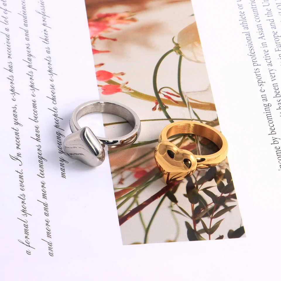 New Fashion Stainless Steel Heart Rings For Women Engagement Jewelry Simple And Shiny Anillos Mujer Feminino Wedding Party Gift