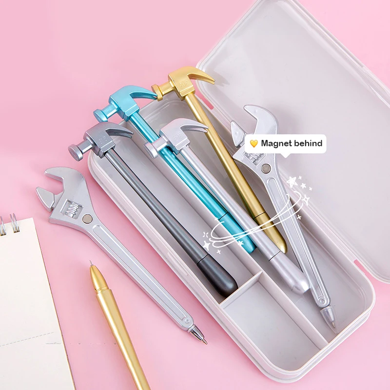 Creative Metallic Hammer Tools Black Gel Pen Stationery Hammer Shape Gel Pens Novelty Tool Pens For Office School Supply