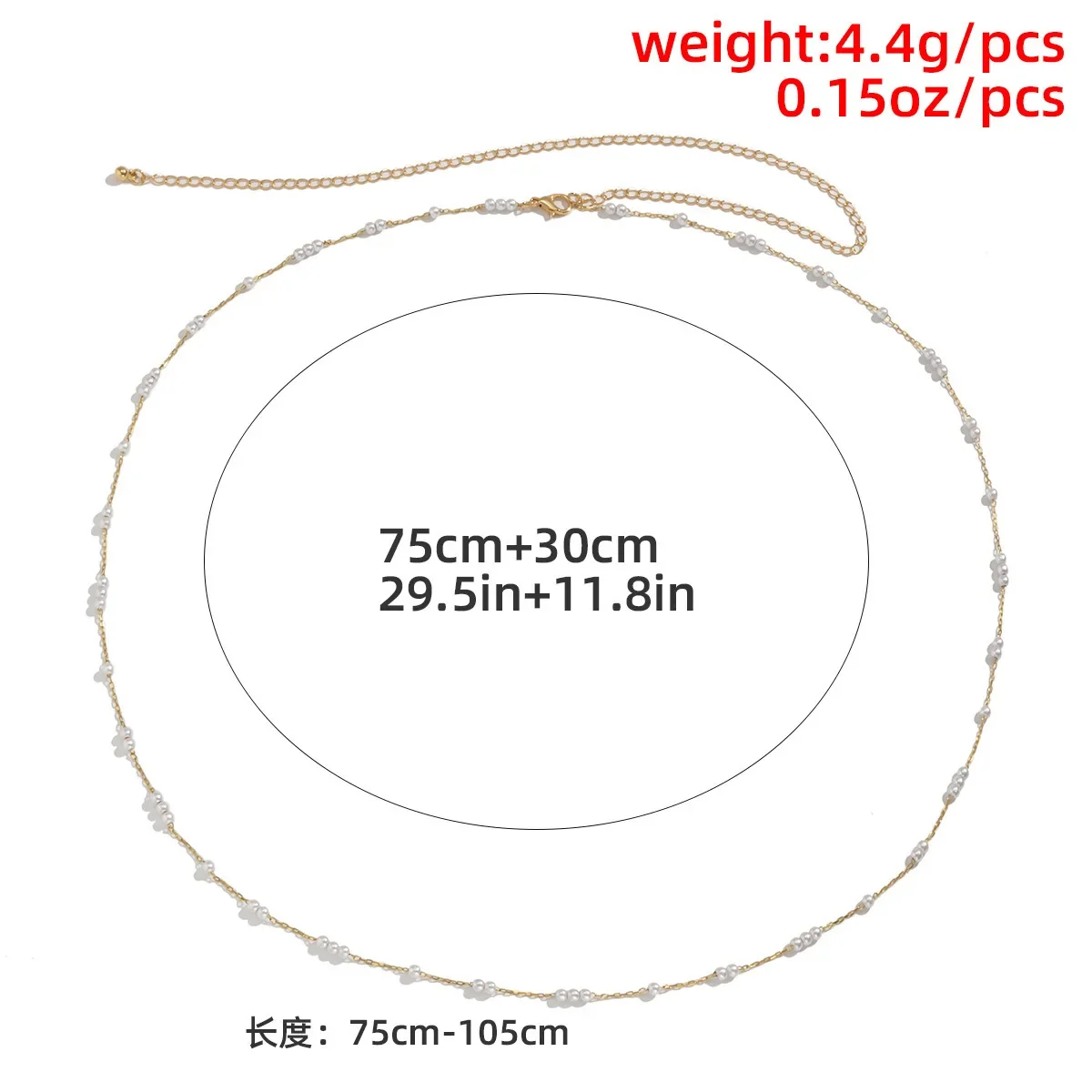 2024 Vintage Alloy Silver Pearl Waist Chain Metal Single Layer Round Bead Chain Waist Chain for Women Party Prom Jewelry Gift