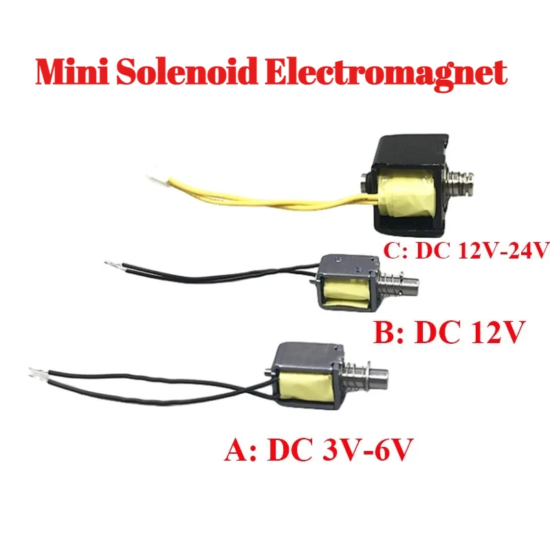 1pc DC3V 6V 12V 24V Mini Solenoid Electromagnet Push Pull Through Type Open Frame for Household Appliances