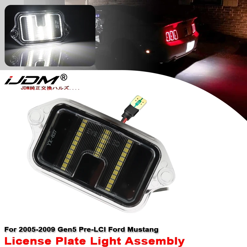 

2 шт. для Ford Mustang Base Bullitt GT Shelby GT500 GT500KR, белые светодиодные лампы Canbus для подсветки номерного знака, задние, 6000K, 2005-2009 гг.