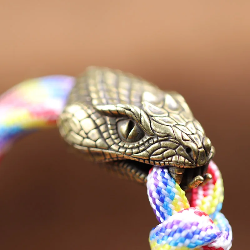 Snake Head Brass Buckle EDC Outdoor DIY Woven Paracord Survival Bracelets Supplies Accessories Retro Umbrella Rope Lanyard Beads