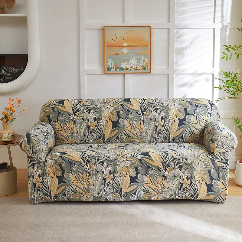 

Mecerock Sofa Cover Plant Printed Couch Cover Chair Protector 1/2/3/4-seater Geometric Sofa Slipcovers