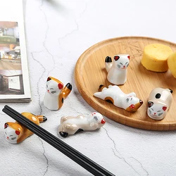 Underglaze Ceramic Chopsticks Pillow Chopstick Rest Home Decoration Cat Chopsticks Forks Holder Chopsticks Holder Spoon Holder