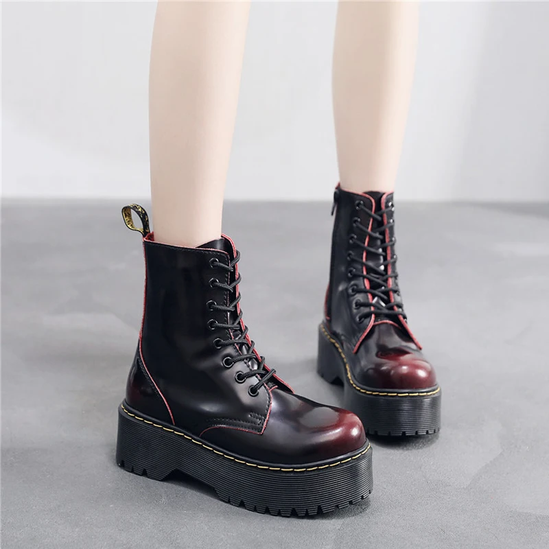 Woman Platform Boots Wedges Shoes For Women Ankle Boot Ladies High Heels Luxury Designer Shoe Brand Genuine Leather Casual Bot 1