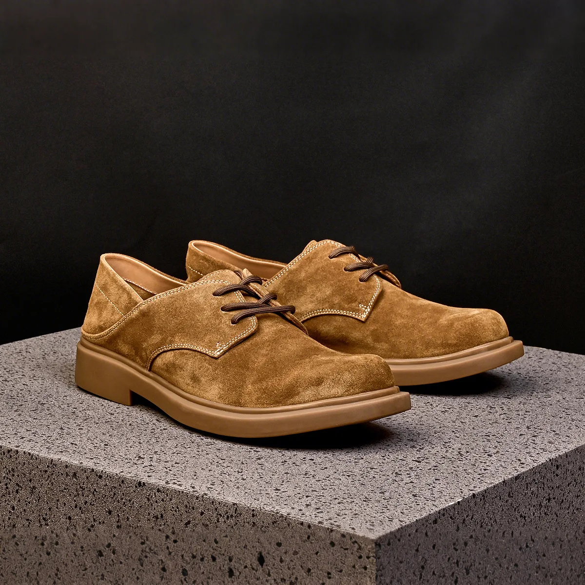 

Men's Genuine Suede Leather Oxford Shoes, Business Casual Derbies for Fall, Breathable Comfortable Lace-Up Dress Casual Shoes