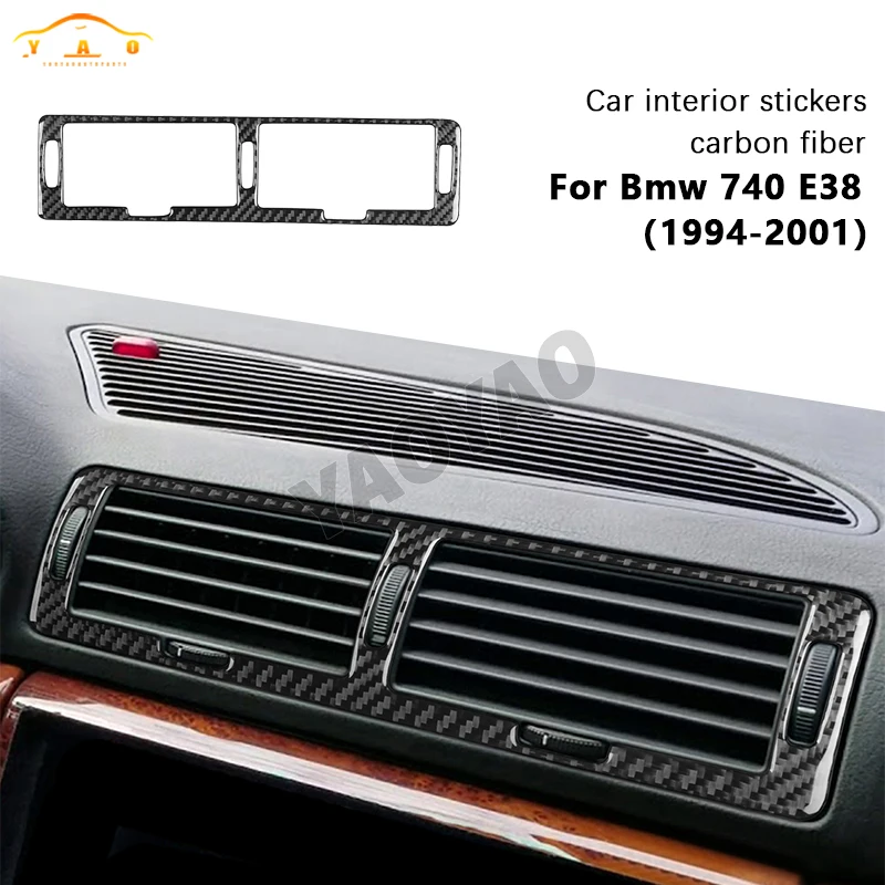 Carbon Fiber Car Air Conditioning Outlet Panel Decorative Sticker For BMW 7 Series E38 740iL 1995-2001 Car Interior Accessories