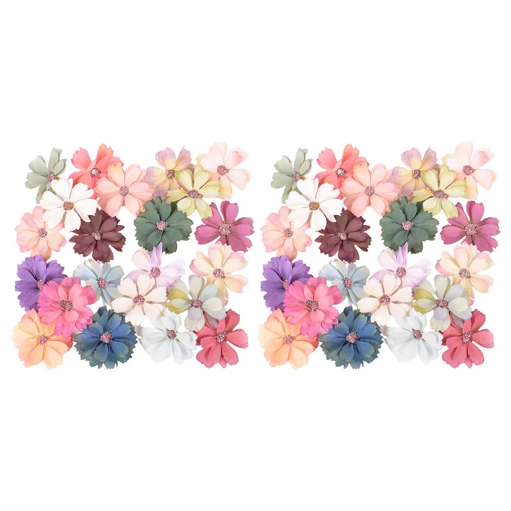 

50pcs Artificial Flower Headpiece Diy Accessories Mixed Color For Wedding Home Decor Craft Layout Sewing Clothing Decoration