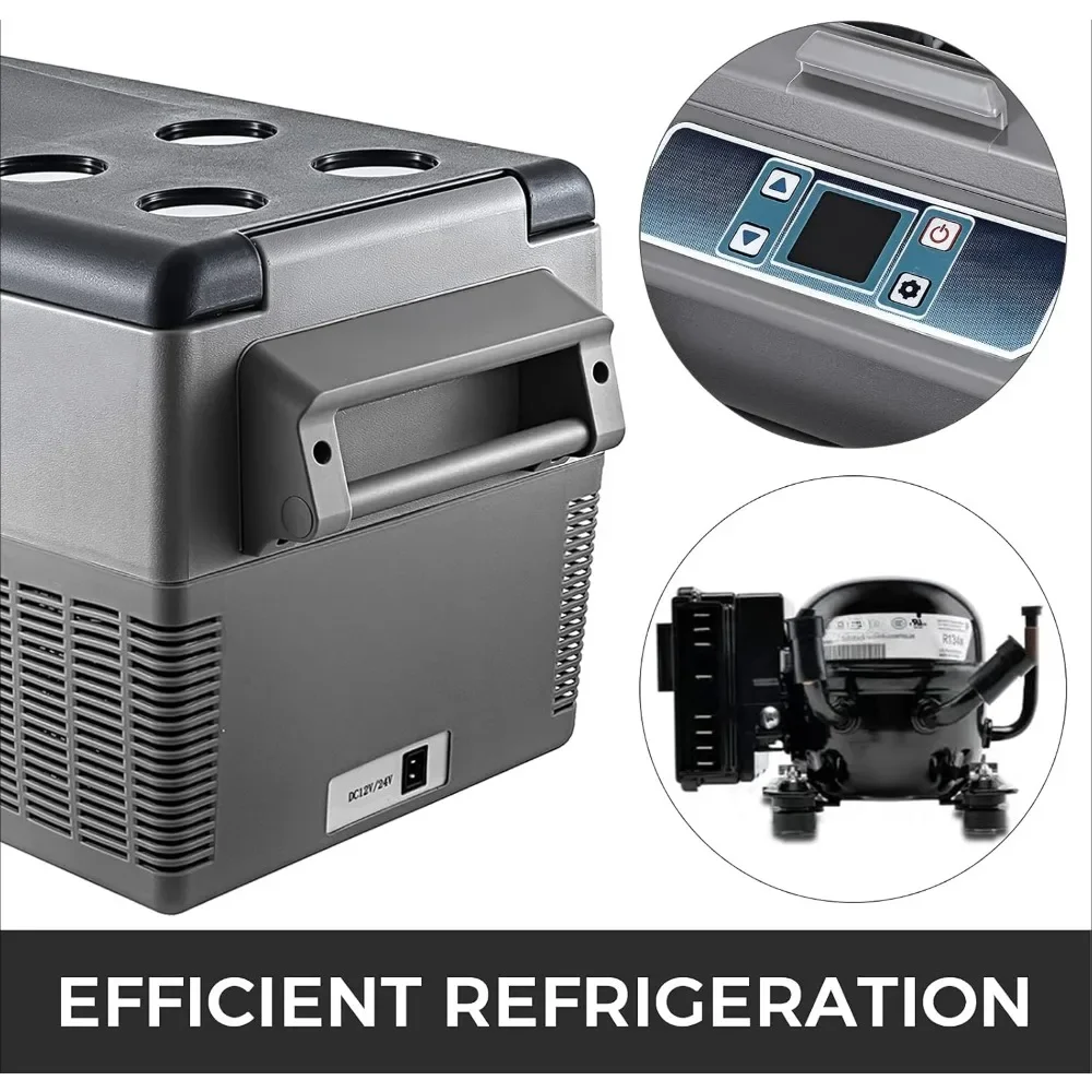 Portable 37 Quart(35 Liter) 12 Volt App Control(-4℉~68℉), Car Refrigerator Dual Zone with 12/24v DC & 110-240v AC for Camping