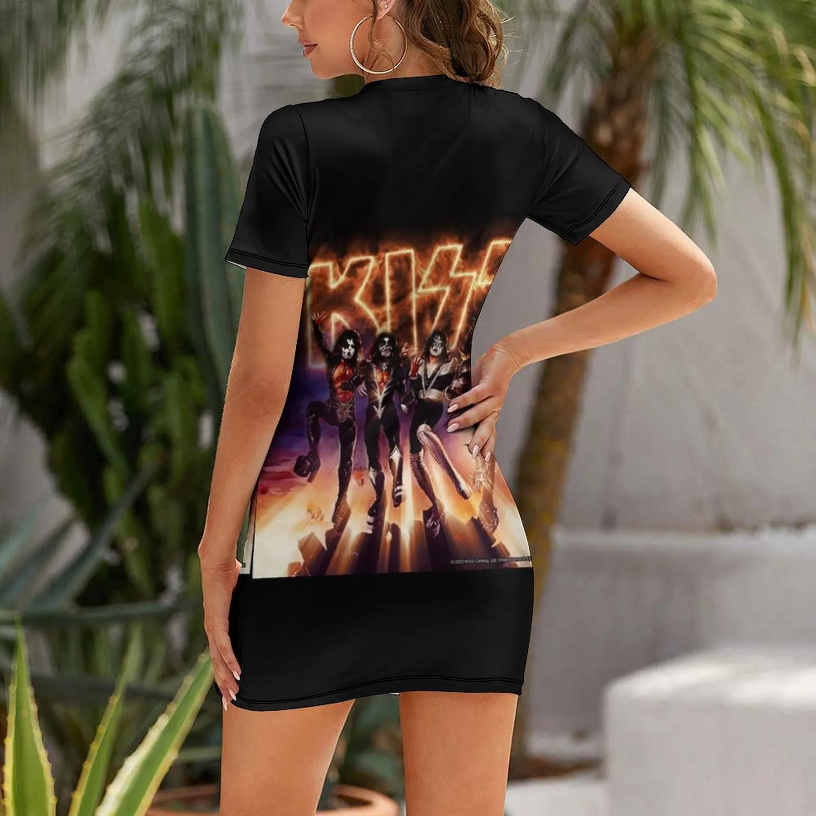 KISS ? the Band - Destroyer Fire Logo Short Sleeved Dress party dresses woman fairy dress