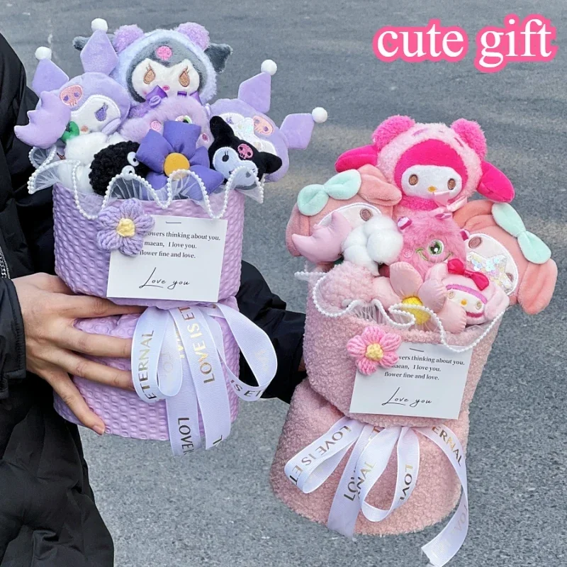 sanrio Kawaii  doll holiday gift bouquet my melody cartoon valentine's day gift for girlfriend graduation kuromi cute decoration