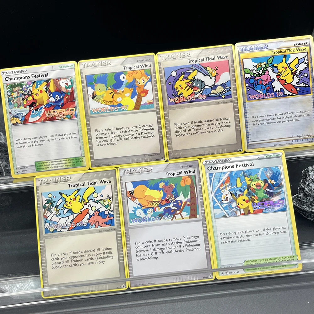 1PCS/7PCS DIY PTCG 포켓 컬렉션 카드 시리즈 영어 버전 귀여운 피츄 희귀 자작 세트 클래식 게임 애니메이션 카드 선물