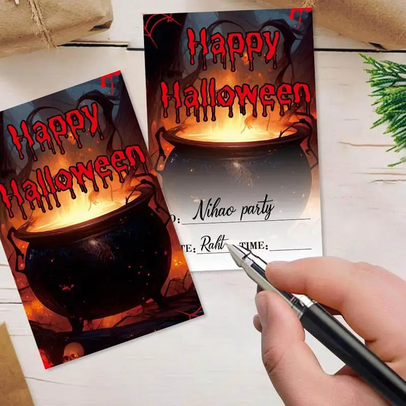 Halloween Thank You Cards Vampire-Themed Halloween Border Letter Paper 8pcs Fun Cartoon Stationery Paper For Holiday Halloween