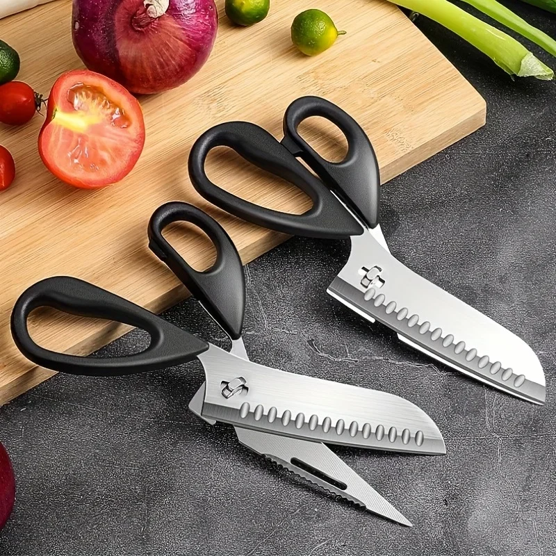 Detachable kitchen scissors, heavy duty stainless steel kitchen scissors, multi-functional strong meat scissors,outdoor barbecue