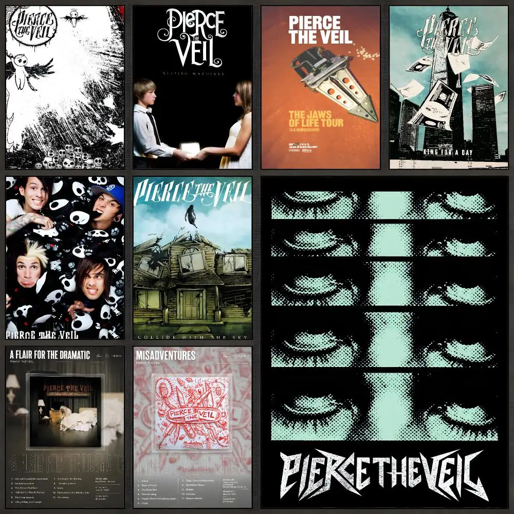 Band Pierce The Veil Emo Rock Poster Peel And Stick Wall Art PP Waterproof HD Bedroom Living Room Home Decor Gift