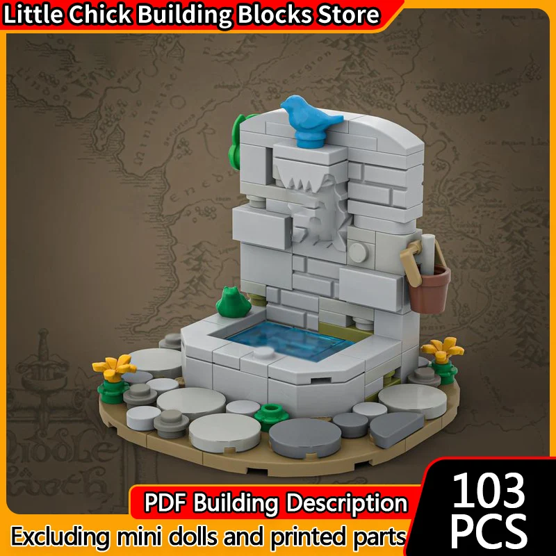 

Medieval Castle Model MOC Building Bricks Square Small Fountain Modular Technology Children Holiday Gifts Assemble Toys Suit