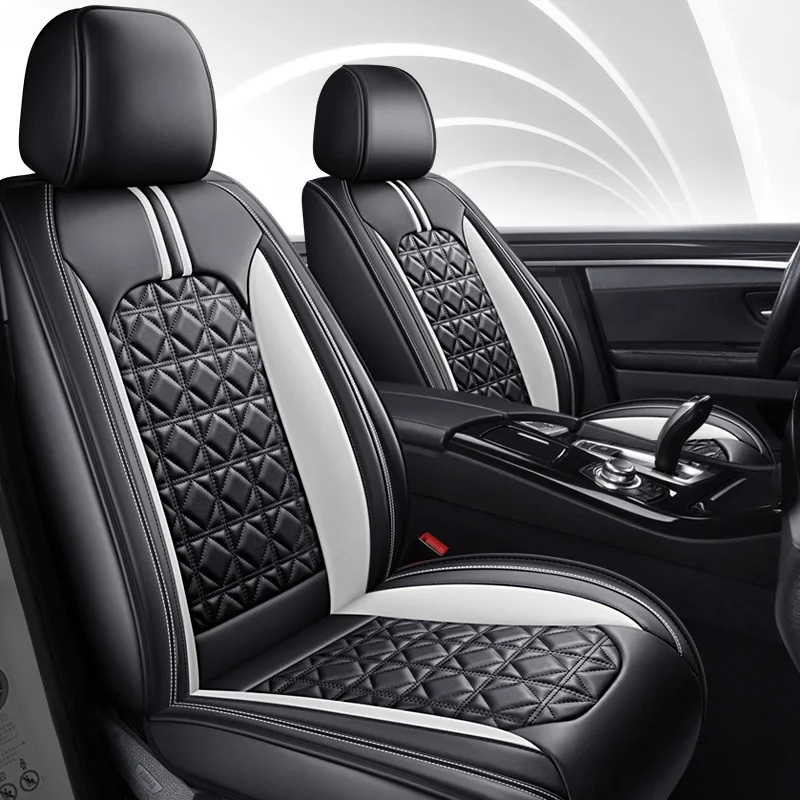 New Diamond Pattern Leather Car Seat Cushions All-Season Universal Full Surround 5-Seater Seat Covers