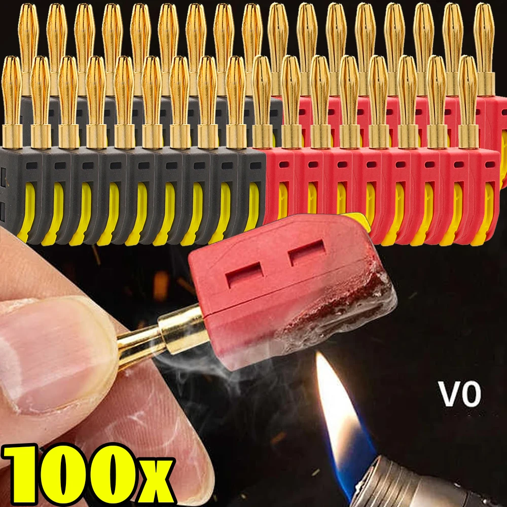 

2/100Pcs Quick Wiring Solder Free Banana Plug 4mm High Current 32A Wire Connector Power Testing Instrument Plug Musical Speaker