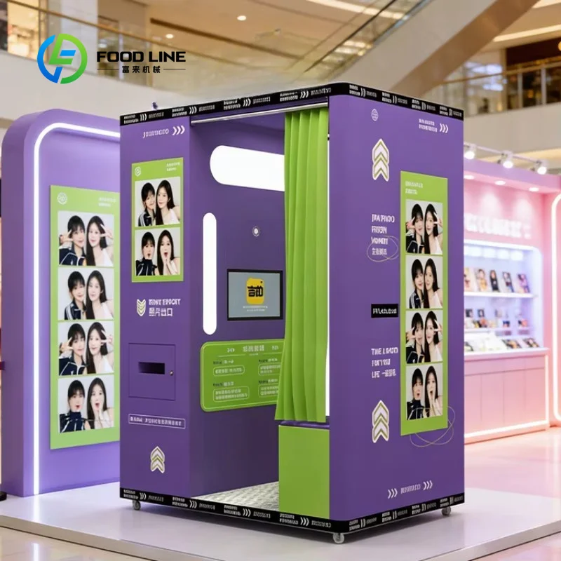customized sports style photo booth purple appearance instant capture print kiosk for global commercial event rental purchasers