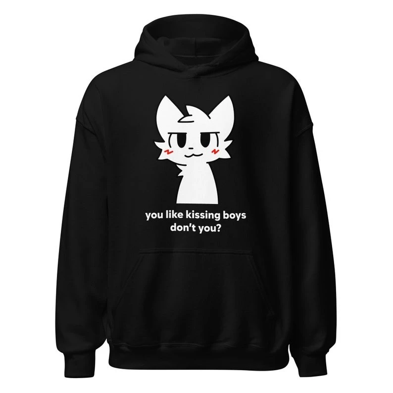Funny Hoodie Boykisser Meme Furry Femboy LGBTQ Pride Weeb Waifu Anime Bisexual Fursona Kawaii Unisex Streetwear Trendy Gift