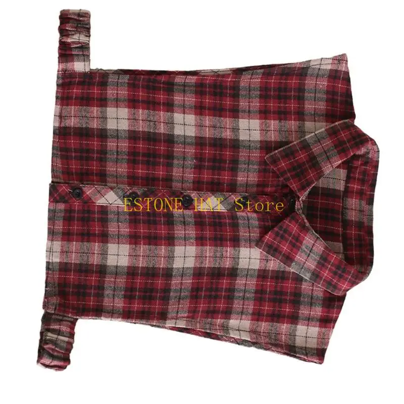 49MF Check Blouse Collar for Female Girl Detachable False Collar Half Shawl Clothing Accessory Women Casual Decorative Collar