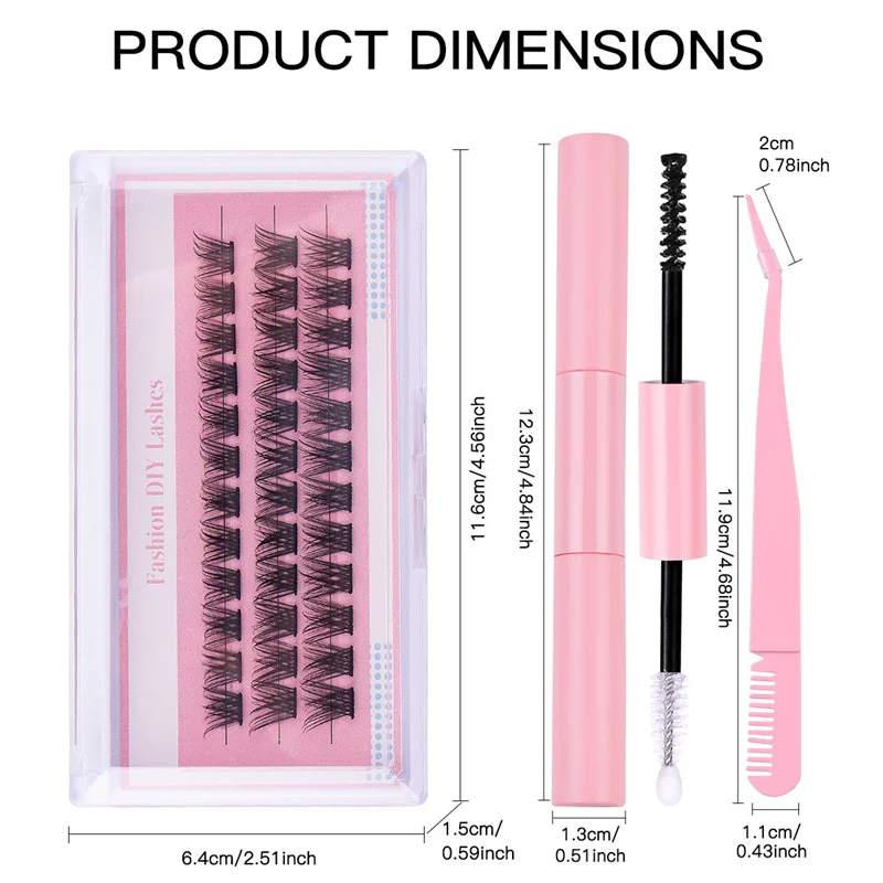 강력하고 내구성 있는 PBT 소재, 재사용 가능한 천연 다층 속눈썹 재료, 접착제 트위저 세트 포함, 박스당 3 열, 10mm-14mm