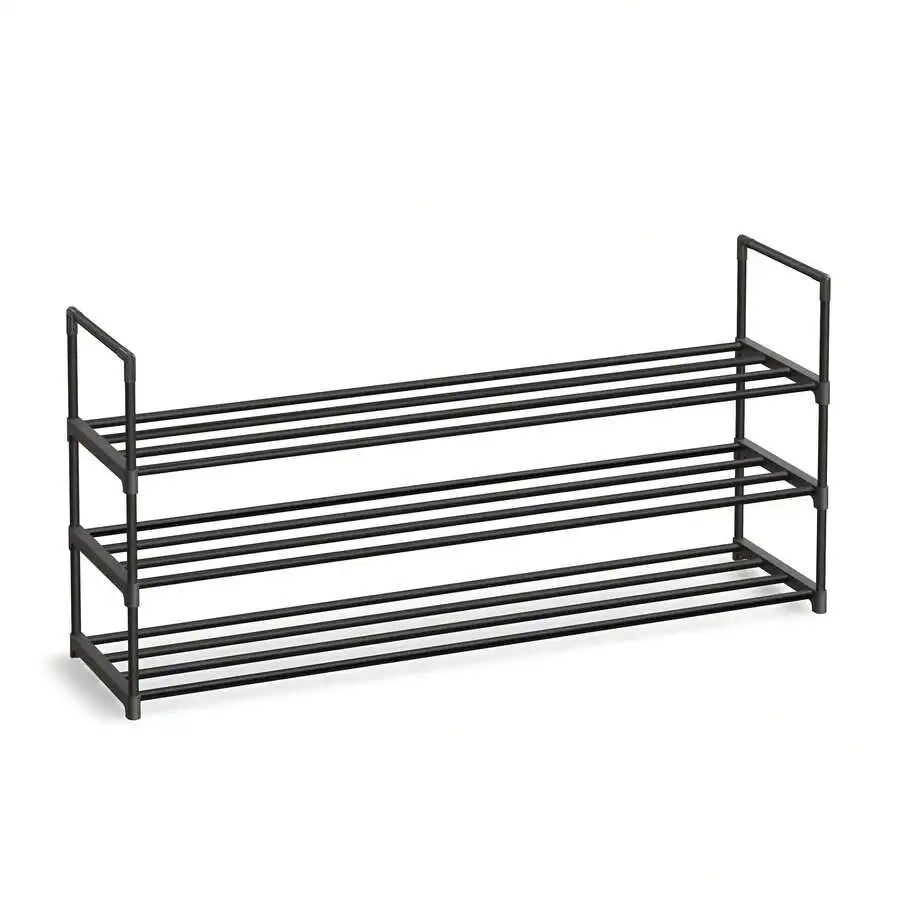 Shoe Rack, 3 Tier Shoe Organizer, Metal Shoe Storage Shelf For 18 Pairs Of Shoes, Easy To Assemble, Entryway, Black