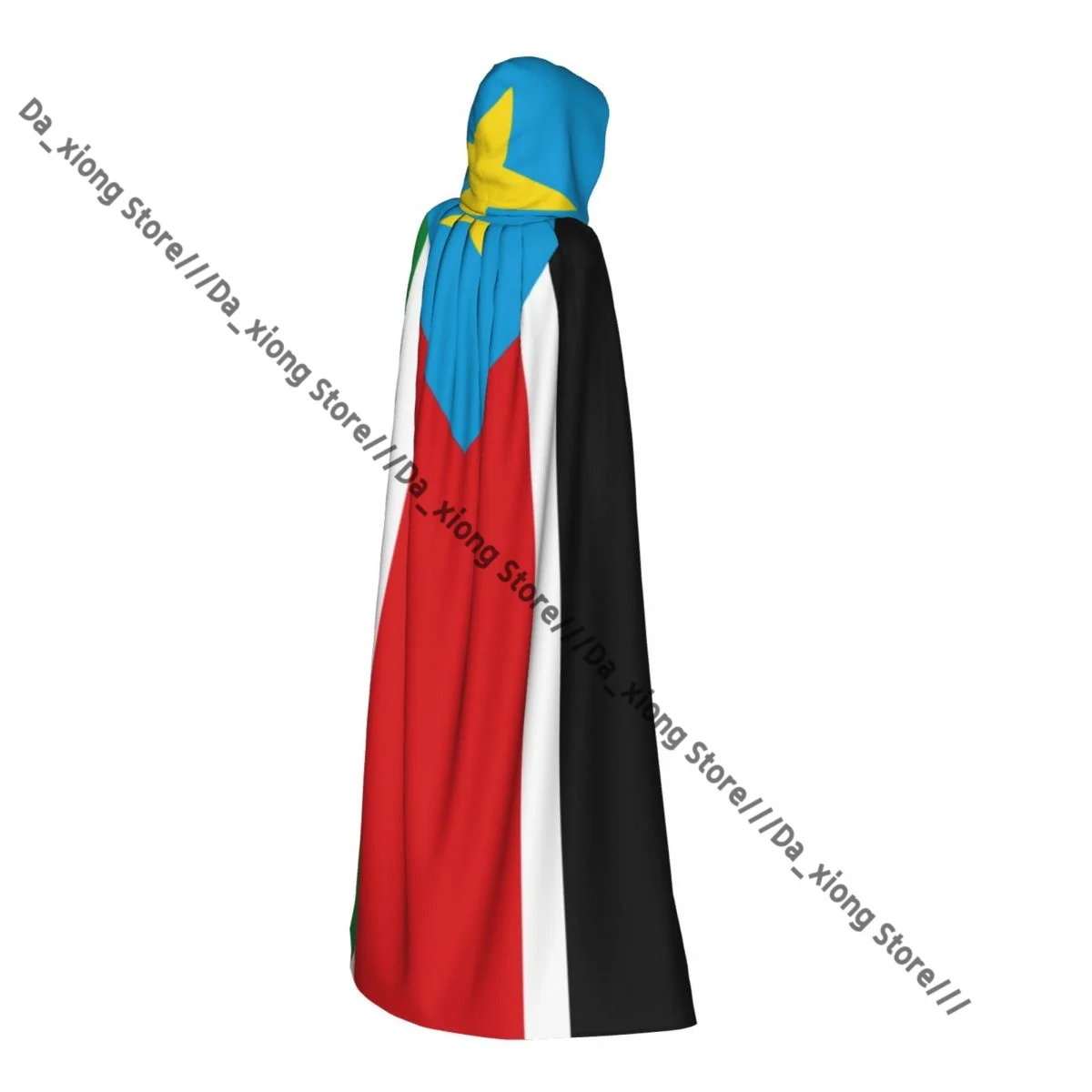 Flag Of South Sudan Witch Cloak Hooded Cosplay Costume Halloween Adult Long Party Cape