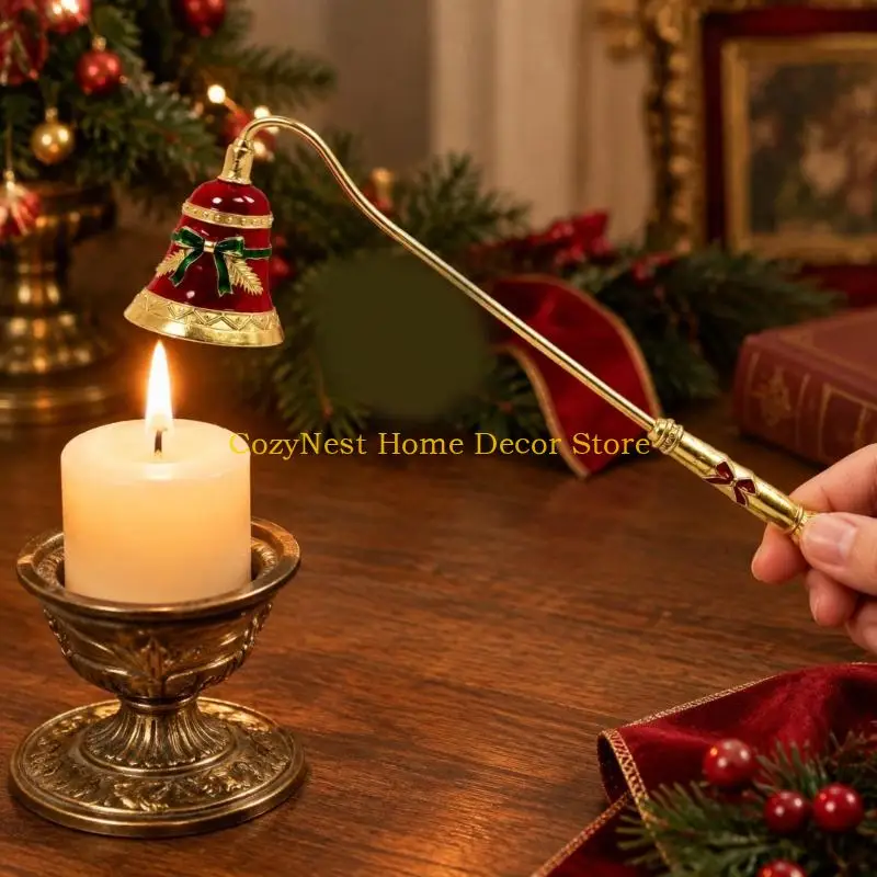 92MF Flame-Covering Candle Snuffer with Elongated Handle, Christmas Decorative Accent for Seasonal Displays and Scented or Jar