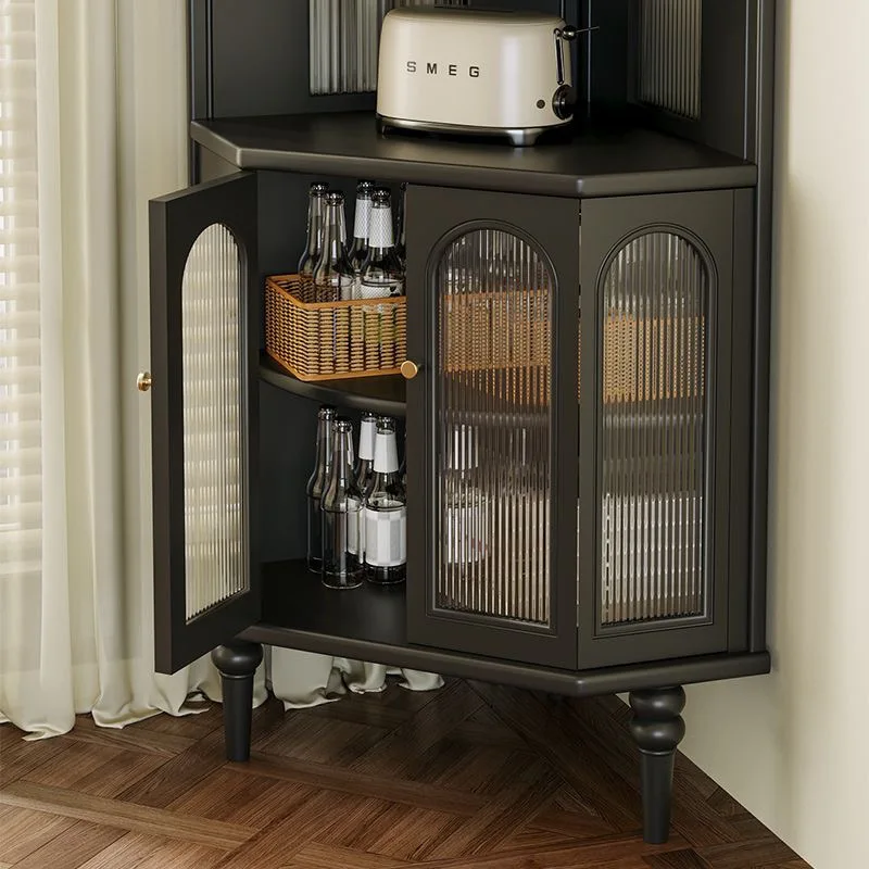 Estante esquinero de madera maciza retro francés, mueble esquinero para sala de estar