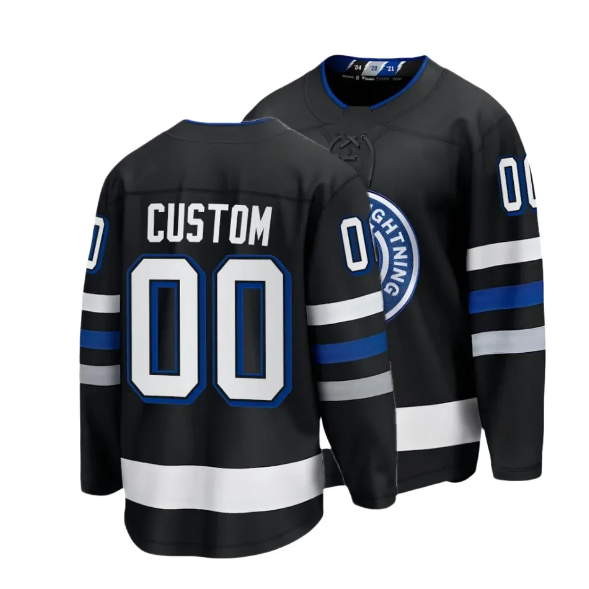 

Custom Tampa Bay Men Ice Hockey Jersey #91 Steven Stamkos #86 Nikita Kucherov #88 Andrei Vasilevskiy #21 Brayden Point