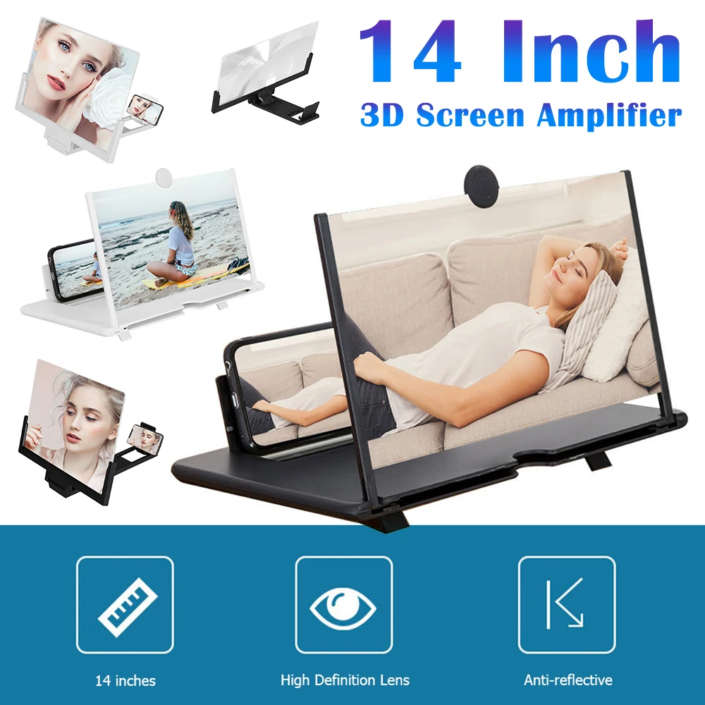 14 inch 3D Screen Amplifier Mobile Phone Screen Video Magnifier HD Expander Projector Smartphone Display Magnifying Bracket