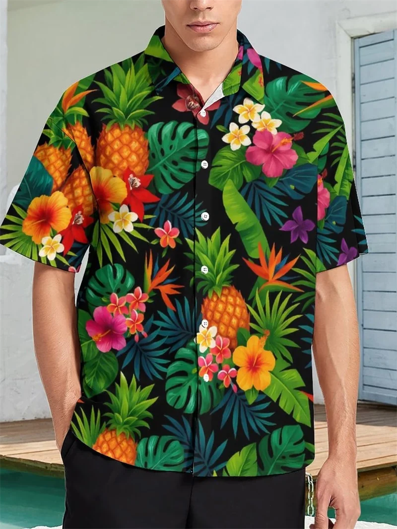 

Men's Hawaiian Beach Shirt Refreshing Summer Print Comfortable Short Sleeved Shirt Casual High-quality Button Aloha Shirts Top