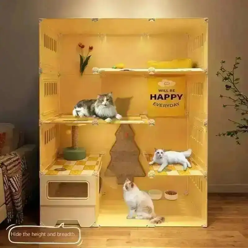 Villa Free Cat Space Large Extra Home Indoor Transparent Cat Cages Multifunctional Outdoor Cat Cabinets with Toilet Integrated
