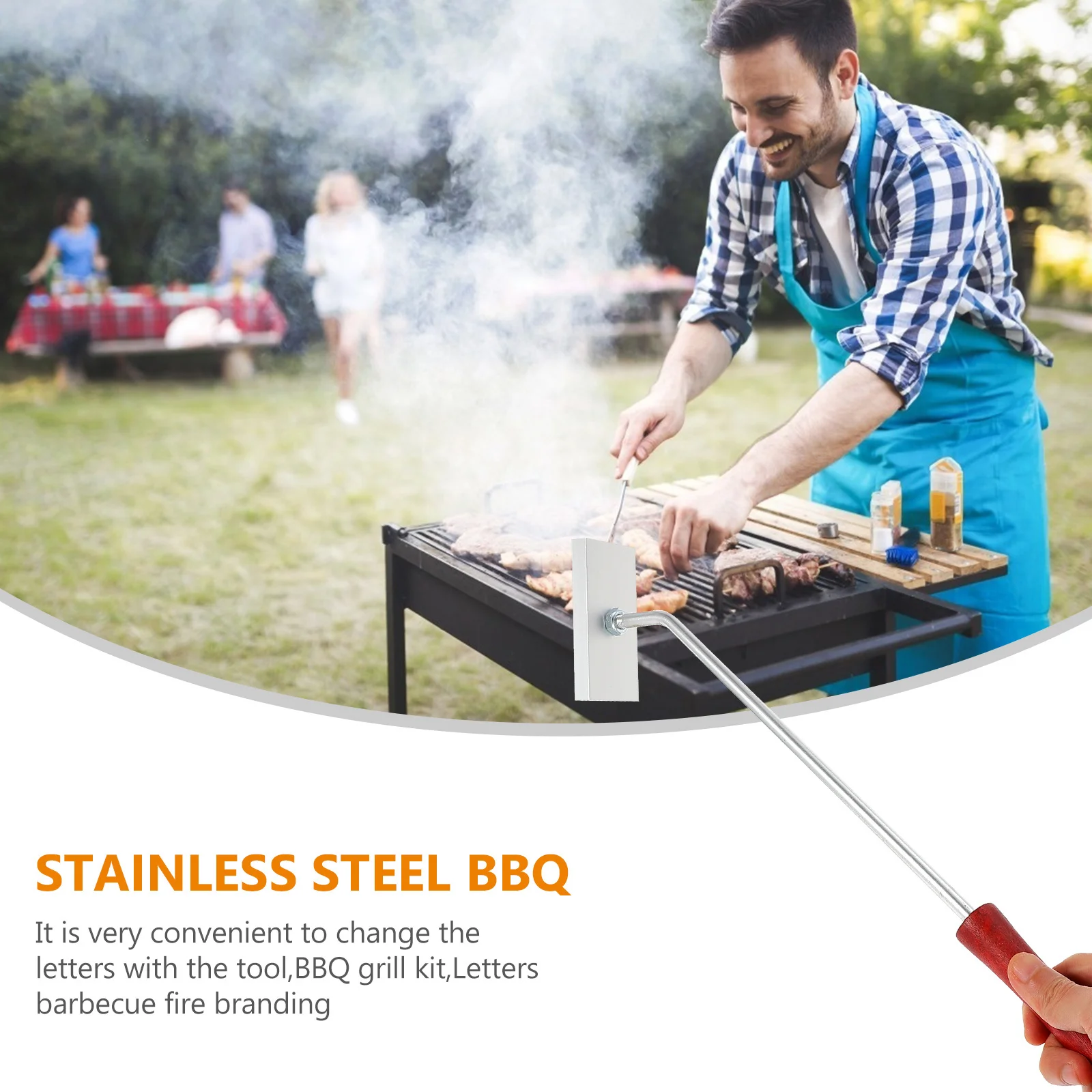 

1Set Meat Branding Iron Set Bbq Tool Durable Wood Handle for Outdoor Bbq Barbecue Steak Name Press Kit Meat Branding Iron