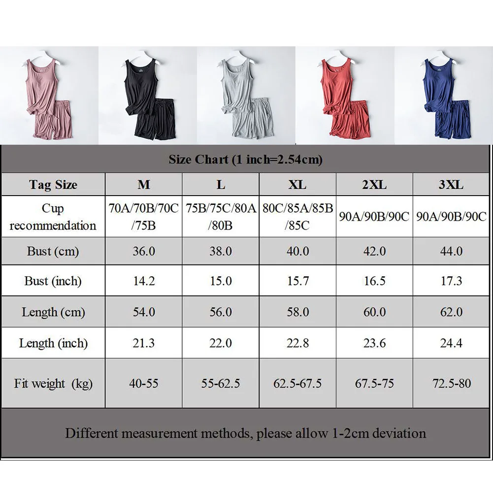 Летняя женская Модальная Пижама из двух частей, жилет, шорты с нагрудной подушкой, майка, домашняя одежда, бесшовная чашка, повседневный Однотонный женский жилет, ночная рубашка