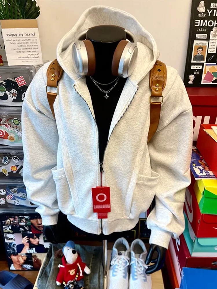 

Мужская демисезонная толстовка-худи American Sle Deconstructed на молнии, повседневная, спортивная, с длинным рукавом, из хлопка и полиэстера