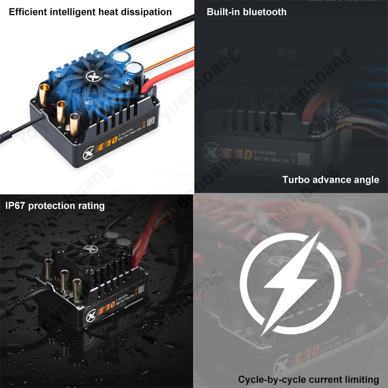 1 Buah XC E10 ESC 2-4S 140A IP67 Pengendali Kecepatan Sensor Tahan Air dengan 10A BEC Perekaman Data Peningkatan Online untuk Mobil RC 1/10