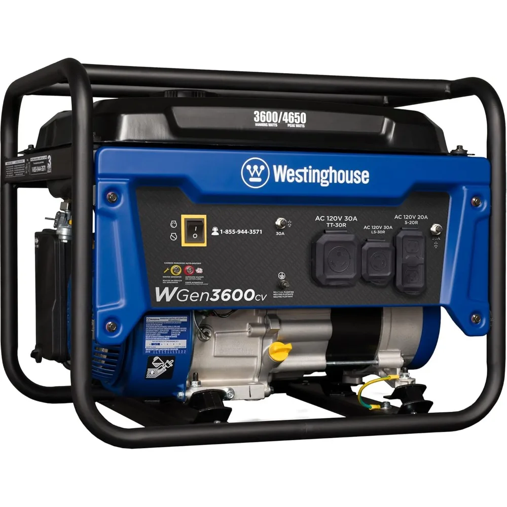 

Portable 4650W Gas Generator with RV-Ready 30A Outlet, Carbon Monoxide Sensor
