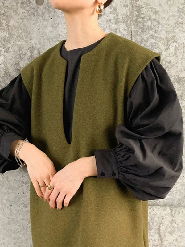 

Свободное платье миди длиной выше колена с V-образным вырезом, верхняя одежда, корейское женское длинное пальто Faion для поездок на работу