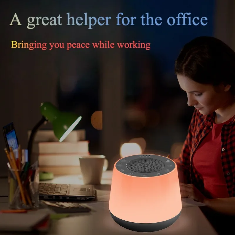 Portable Soothing Sleep Sound Machine with Night Light White Noise Machine Bluetooth Speaker Rechargeable for Babies Adult Relax