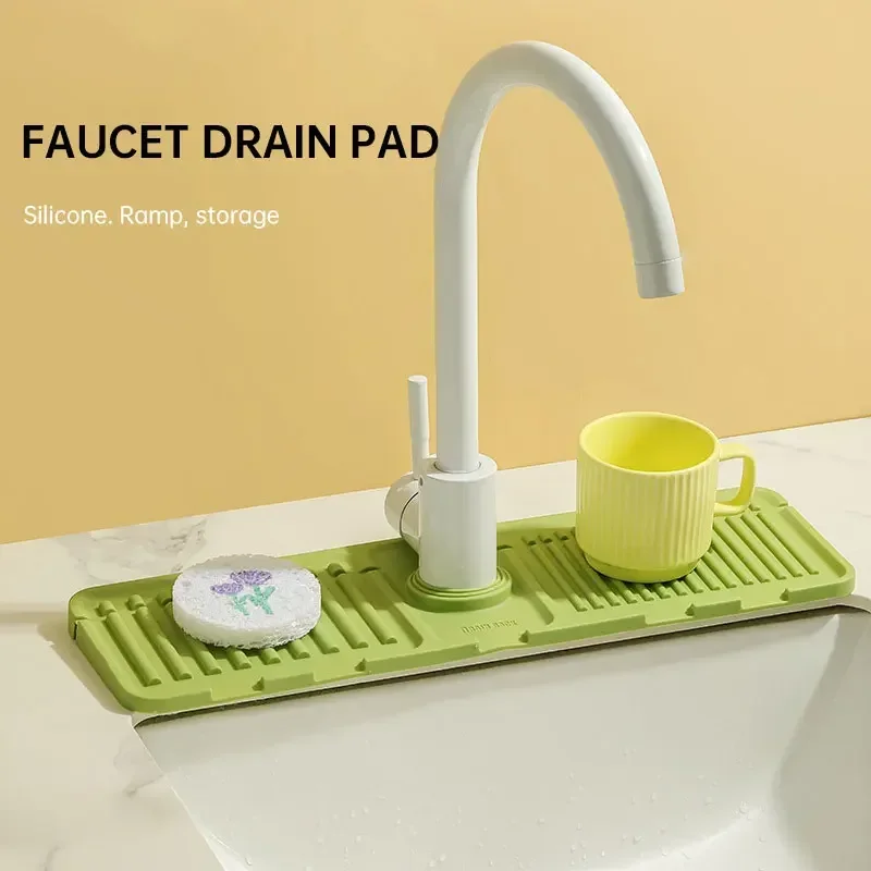 Silicone Drainage Pad Bathroom Kitchen Faucet Drip Mat Wash Basin Sink Splash Proof Draining Pad Table Heat Insulation Protector