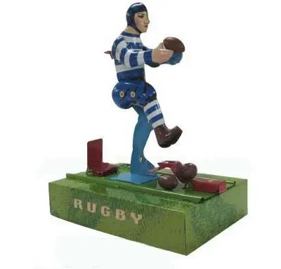 [Divertente] collezione per adulti Retro Wind up toy Metal Tin Rugby player football sportsman Clockwork toy figures model vintage toy