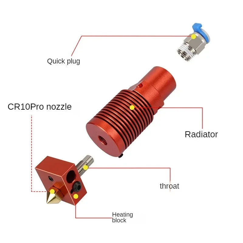 Upgrade CR10S PRO Hotend Plated Wear Resistant Brass 0.4mm Nozzle for Creality CR-10S Pro, CR-10 MAX, CR-10S PRO V2