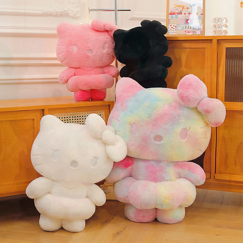 

New Sanrio Multicolor Hello Kitty Plush Doll Soft Cuddly Stuffed Toy for Kids Girls Birthday Gift Heart Shaped Cat Throw Pillow