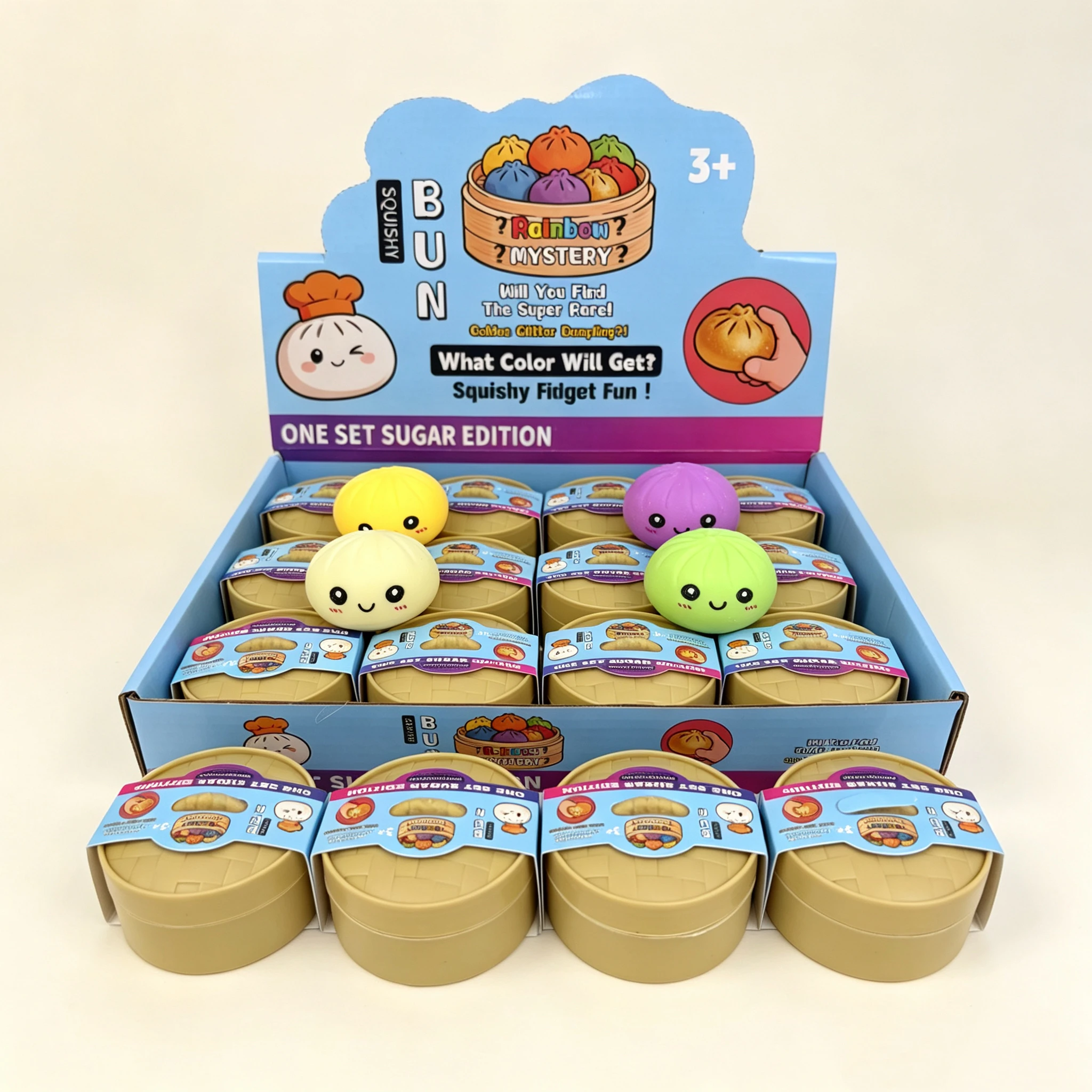 2026 HOT Colorful Simulated Steamed Bun Squishy Blind Box 1-6pcs with Dumpling Sensory Squeeze Toy for Stress Relief